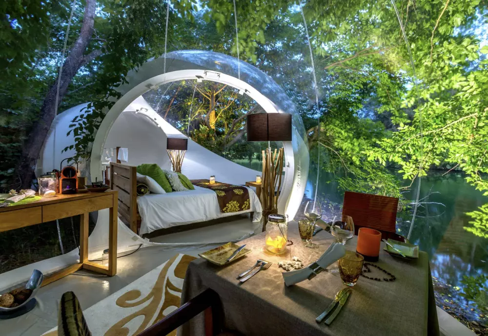 sleeping in a bubble tent