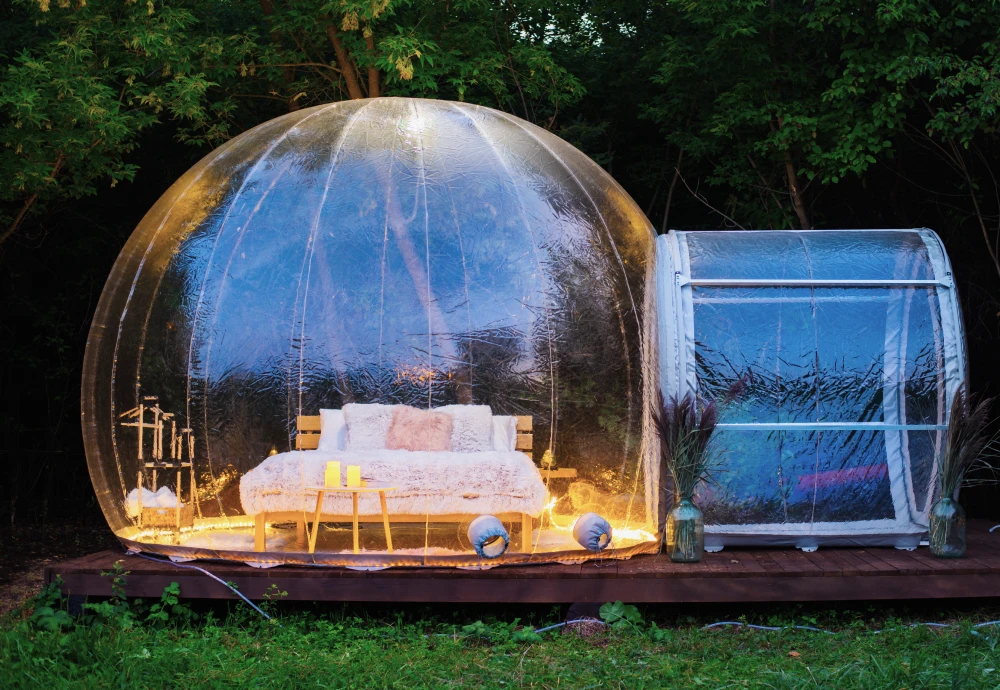 sleeping in a bubble tent